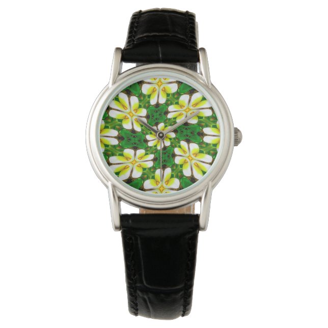 Reloj De Pulsera Patrón frangipano amarillo (Anverso)