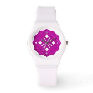 Reloj De Pulsera Patrón geométrico Art Deco magenta