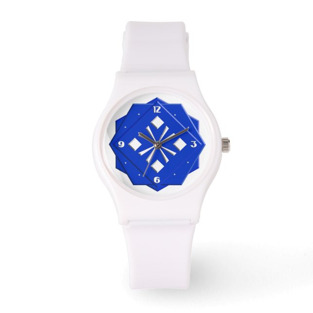 Reloj De Pulsera Patrón geométrico azul zafiro Art Deco (Anverso)