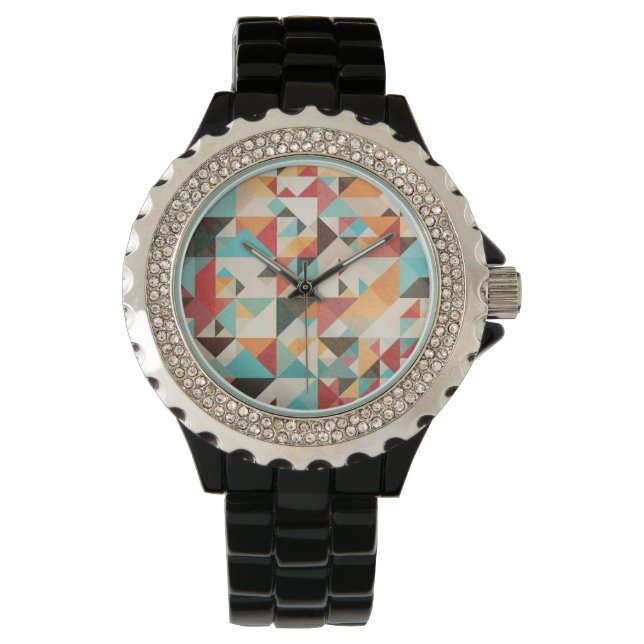 Reloj De Pulsera Patrón geométrico de tonos de tierra (Anverso)
