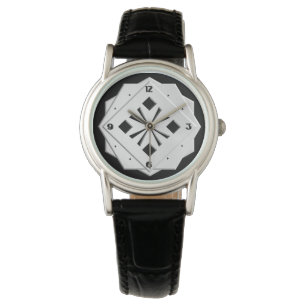 Reloj De Pulsera Patrón geométrico en blanco y negro de Art Deco
