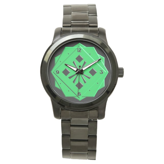 Reloj De Pulsera Patrón geométrico esmeralda Art Deco (Anverso)