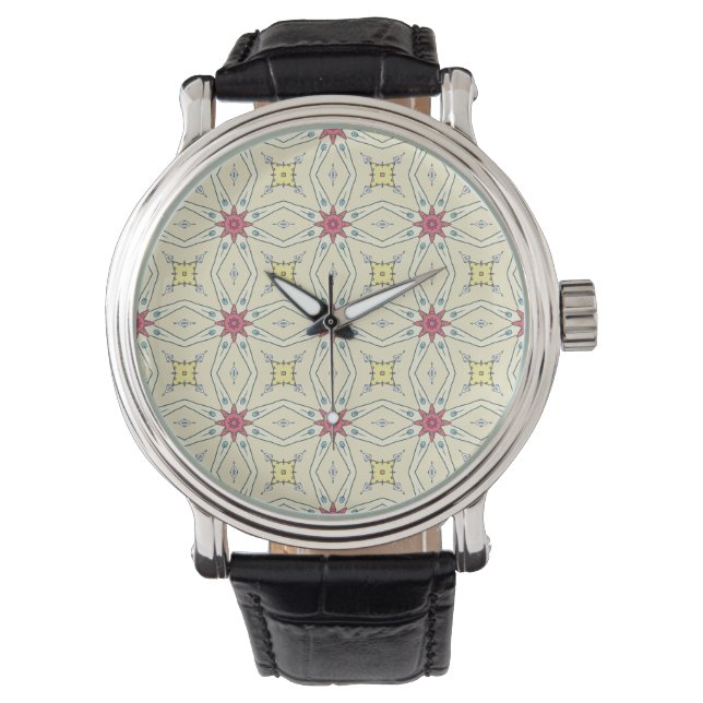 Reloj De Pulsera Patrón geométrico retro pastel (Anverso)