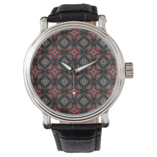 Reloj De Pulsera Patrón geométrico rojo y negro de Guay