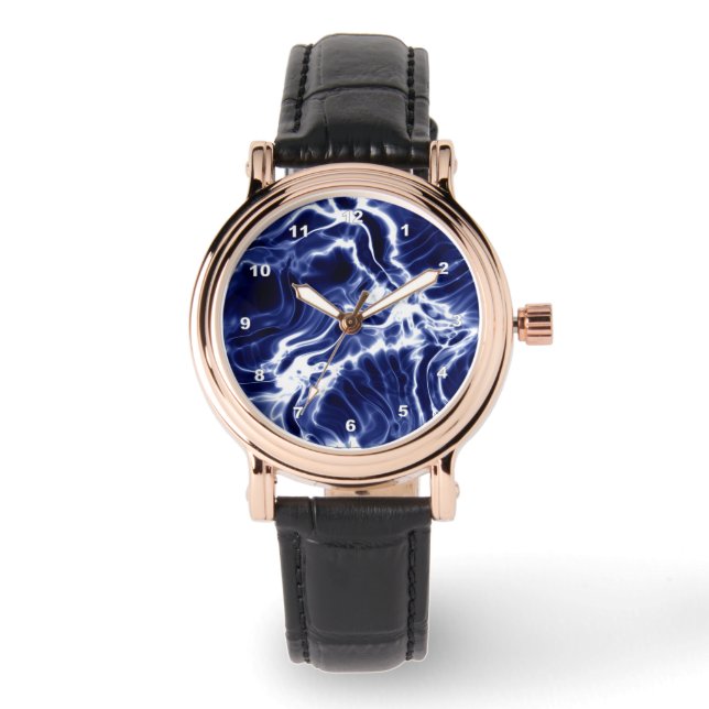 Reloj De Pulsera Patrón giratorio azul (Anverso)