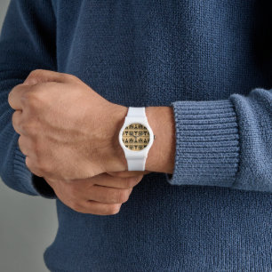 Reloj De Pulsera Patrón griego árabe-mediterráneo marrón