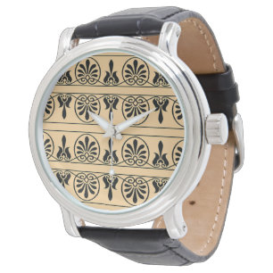 Reloj De Pulsera Patrón griego árabe-mediterráneo marrón