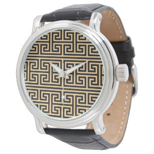 Reloj De Pulsera Patrón Griego Meandro Clave Cuadrado H Marrón