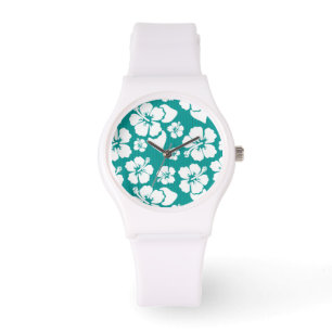 Reloj De Pulsera Patrón hawaiano de flores hibiscus