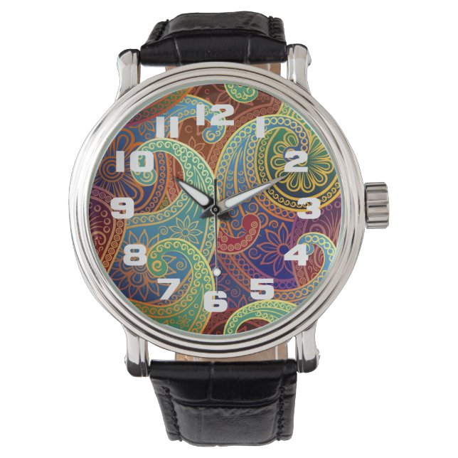 Reloj De Pulsera Patrón inmaduro de Bohemie Paisley (Anverso)