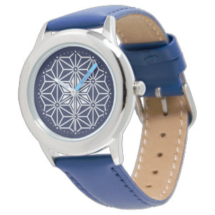 Reloj De Pulsera Patrón japonés de Asanoha azul de la Marina Orient