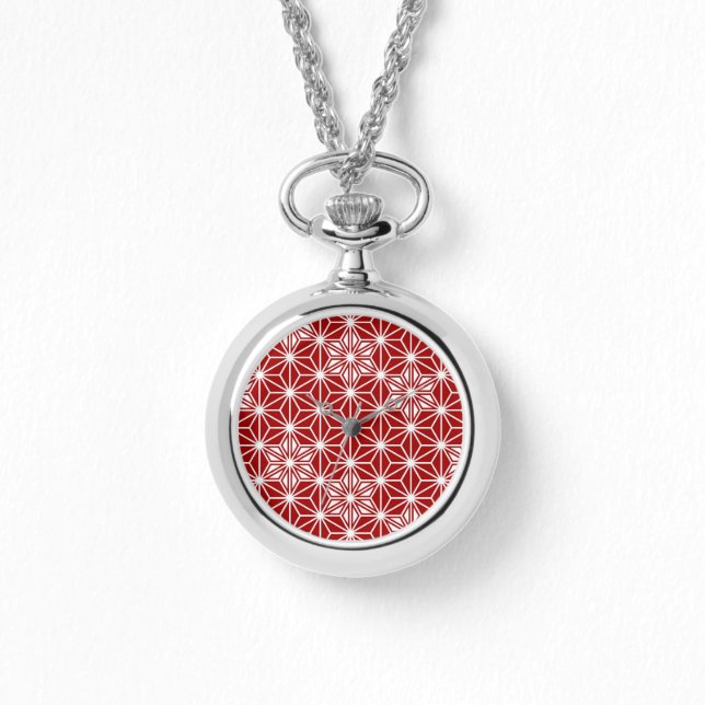 Reloj De Pulsera Patrón japonés de Asanoha - rojo oscuro (Anverso)