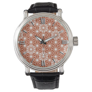 Reloj De Pulsera Patrón japonés de Asanoha - terracota