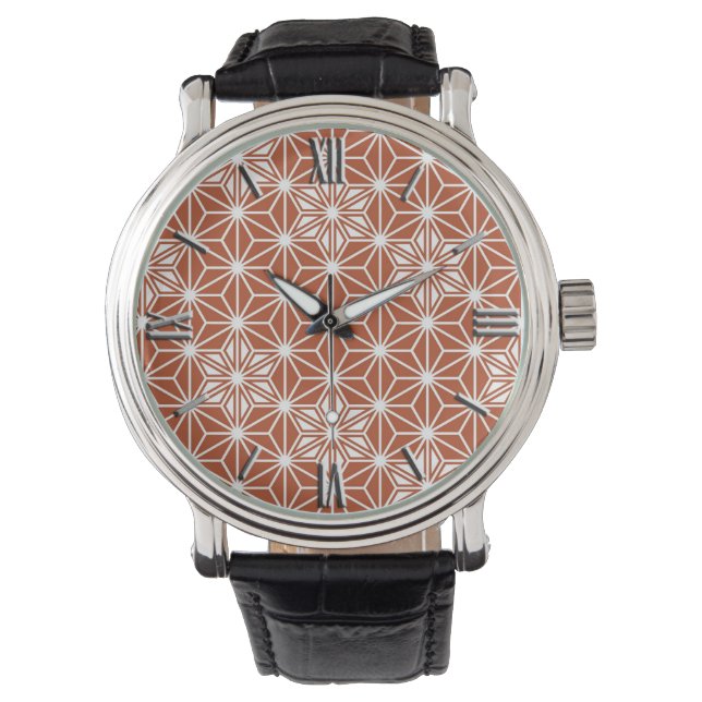 Reloj De Pulsera Patrón japonés de Asanoha - terracota (Anverso)