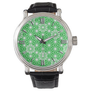 Reloj De Pulsera Patrón japonés de Asanoha - verde jade