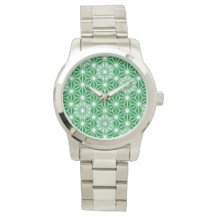 Reloj De Pulsera Patrón japonés de Asanoha - verde pino