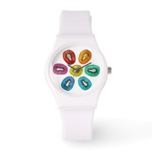 Reloj De Pulsera Patrón Kiwi Multicolor