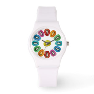 Reloj De Pulsera Patrón Kiwi Multicolor