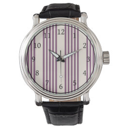 Reloj De Pulsera Patrón malva morado y beige de cinco rayas
