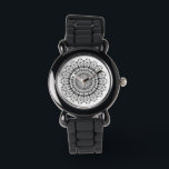 Reloj De Pulsera Patrón marrón negro sobre blanco ornamental<br><div class="desc">Patrón de mandala ornamental negro sobre fondo blanco. Póngase en contacto conmigo si necesita una combinación de colores diferente.</div>