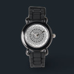 Reloj De Pulsera Patrón marrón negro sobre blanco ornamental<br><div class="desc">Patrón de mandala ornamental negro sobre fondo blanco. Póngase en contacto conmigo si necesita una combinación de colores diferente.</div>