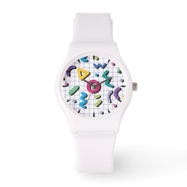 Reloj De Pulsera Patrón Memphis colorido (Anverso)