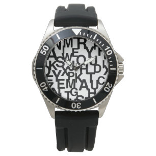 Reloj De Pulsera Patrón moderno, abstracto, confuso con letras