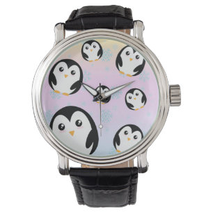 Reloj De Pulsera Patrón moderno de gradiente de pingüino pastel lin