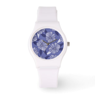 Reloj De Pulsera Patrón moderno de hojas florales púrpura