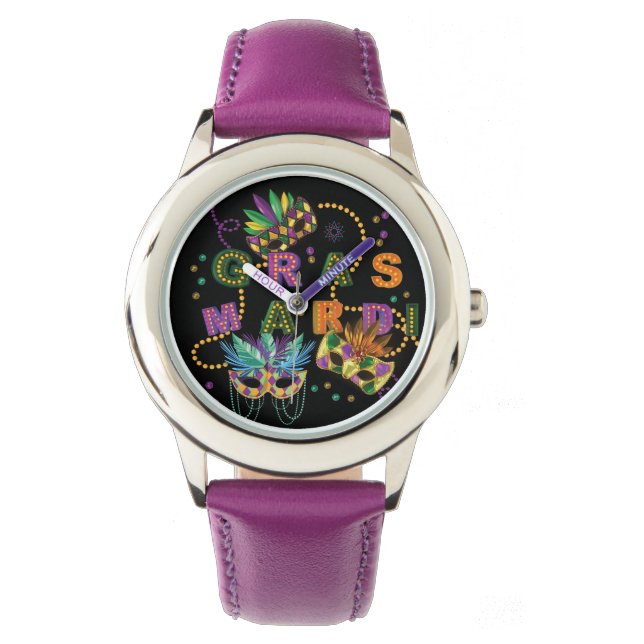 Reloj De Pulsera Patrón moderno de Mardi Gras (Anverso)