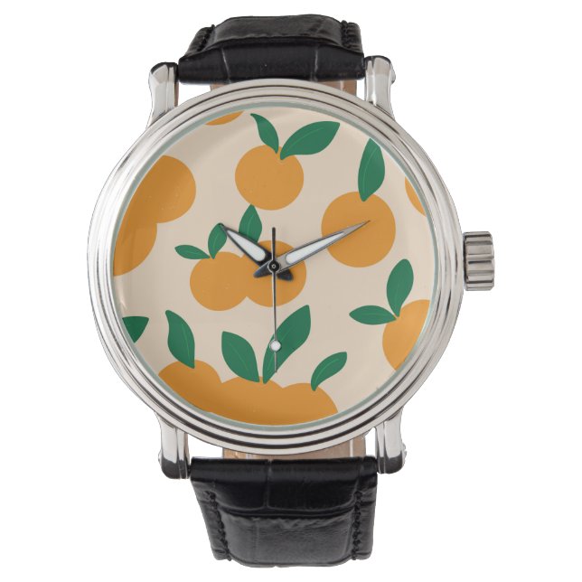 Reloj De Pulsera Patrón moderno y elegante de Naranjas de cítricos (Anverso)