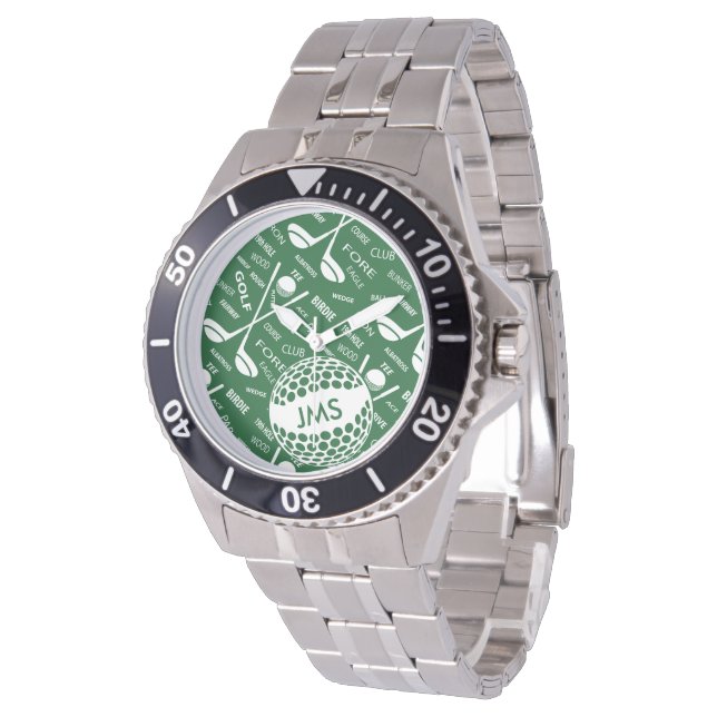 Reloj De Pulsera Patrón monogramado para el golfista (Angular)