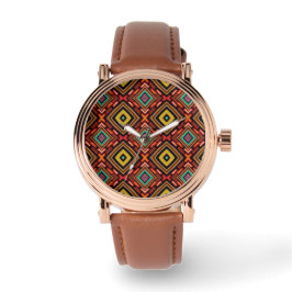 Reloj De Pulsera Patrón Multicolor Indígena Tribal