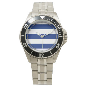 Reloj De Pulsera Patrón náutico de franjas de la marina