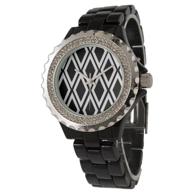 Reloj De Pulsera Patrón negrita de diamante negro y blanco (Angular)