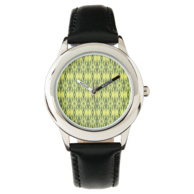 Reloj De Pulsera Patrón negro y amarillo (Anverso)