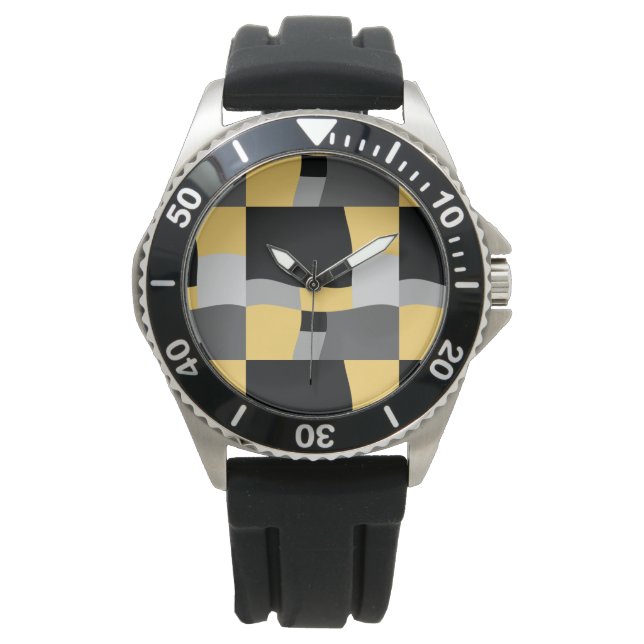 Reloj De Pulsera patrón negro y amarillo (Anverso)