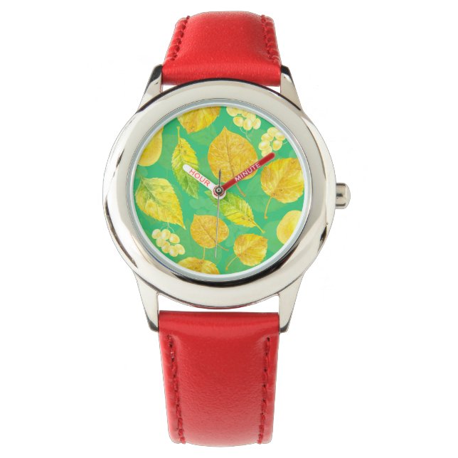 Reloj De Pulsera Patrón otoñal acuarela (Anverso)