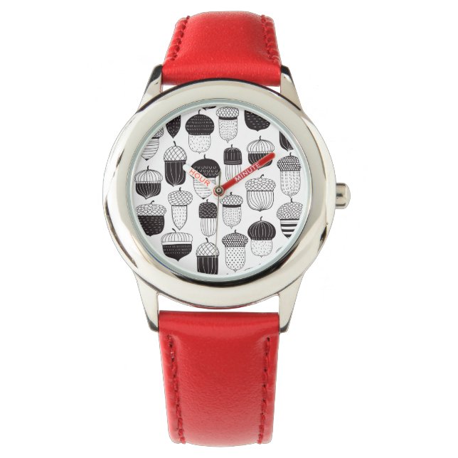 Reloj De Pulsera Patrón otoño de las bellotas de Doodle (Anverso)