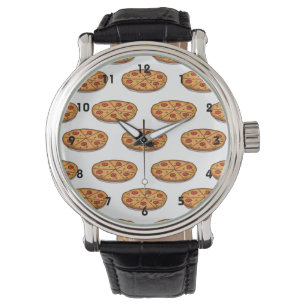 Reloj De Pulsera Patrón Pepperoni Pizza; comida italiana