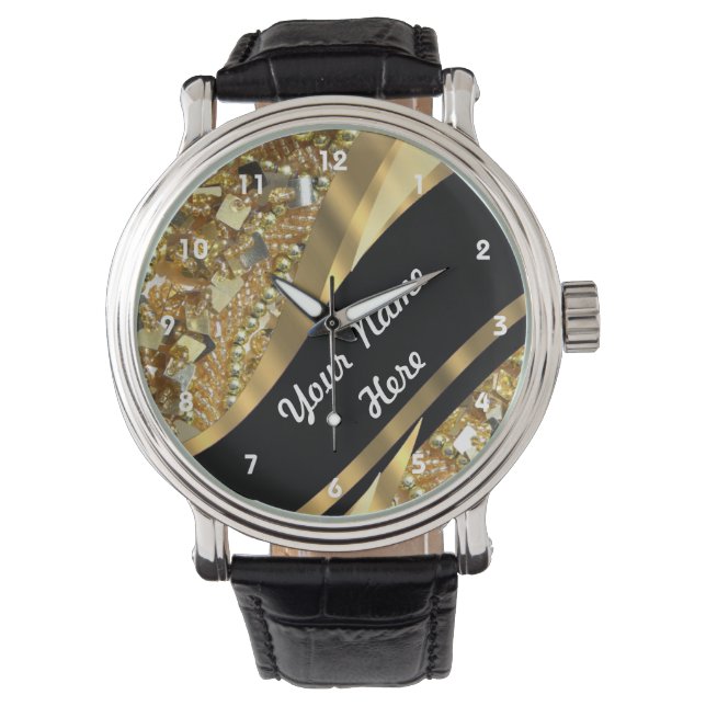Reloj De Pulsera Patrón personalizado de las secuencias de objetos  (Anverso)