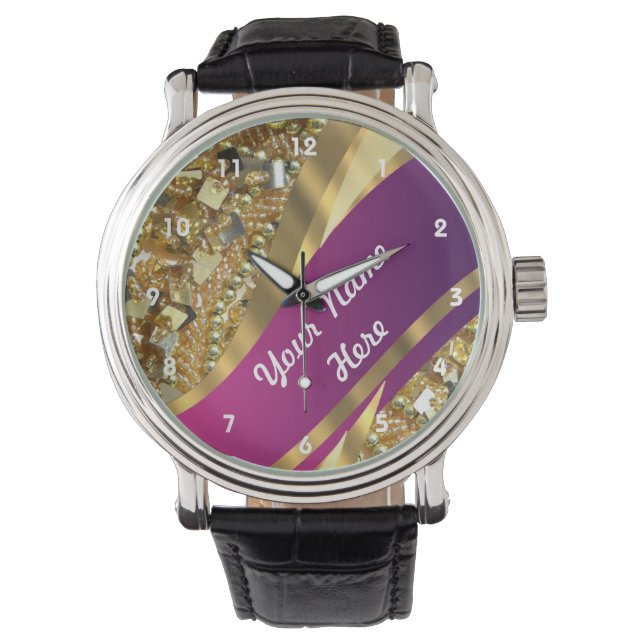 Reloj De Pulsera Patrón personalizado de las secuencias de objetos  (Anverso)