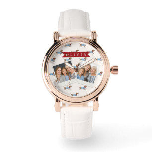 Reloj De Pulsera Patrón Personalizado de Perro Dachshund Lindo y El