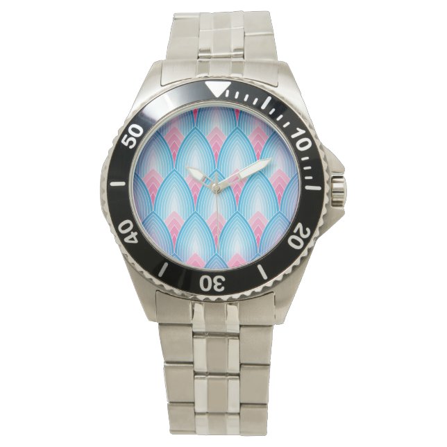 Reloj De Pulsera Patrón Petal verde azulado Y Rosa (Anverso)