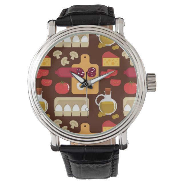 Reloj De Pulsera Patrón Pizza (Anverso)