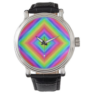 Reloj De Pulsera Patrón psicodélico cuadrado colorido ondulado