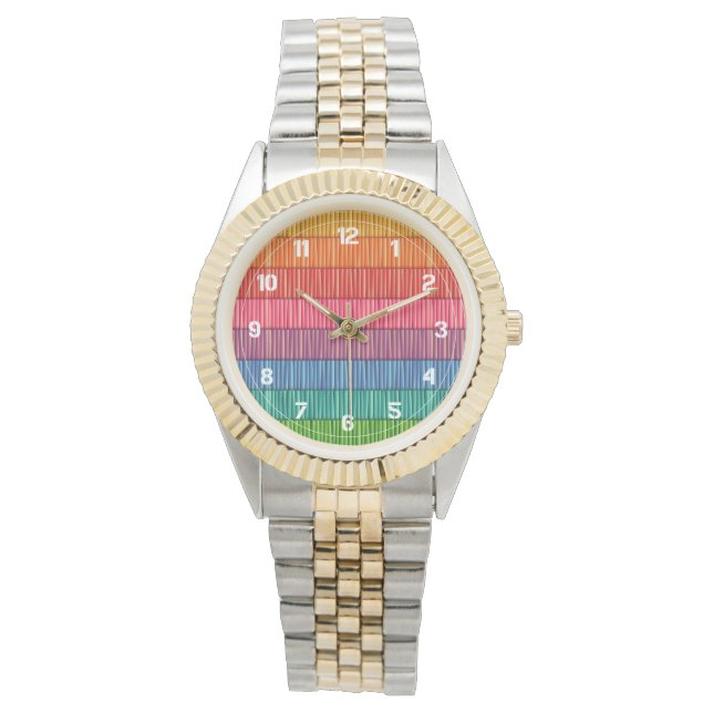 Reloj De Pulsera Patrón rayado brillante arcoiris (Anverso)