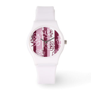 Reloj De Pulsera Patrón rayado con rosas