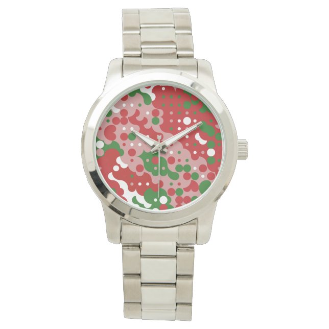 Reloj De Pulsera Patrón Retro de Navidad Groovy Funky  (Anverso)