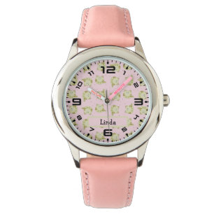Reloj De Pulsera Patrón rosa de gato marrón lindo